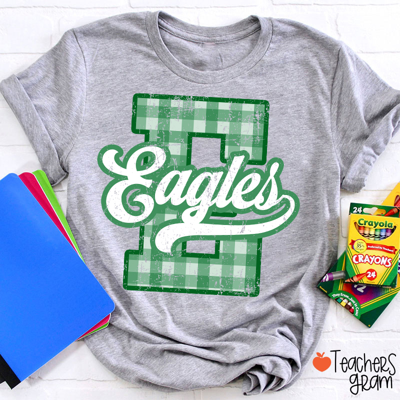 Personalized Mascot Sport Gingham Varsity Teacher T-Shirt