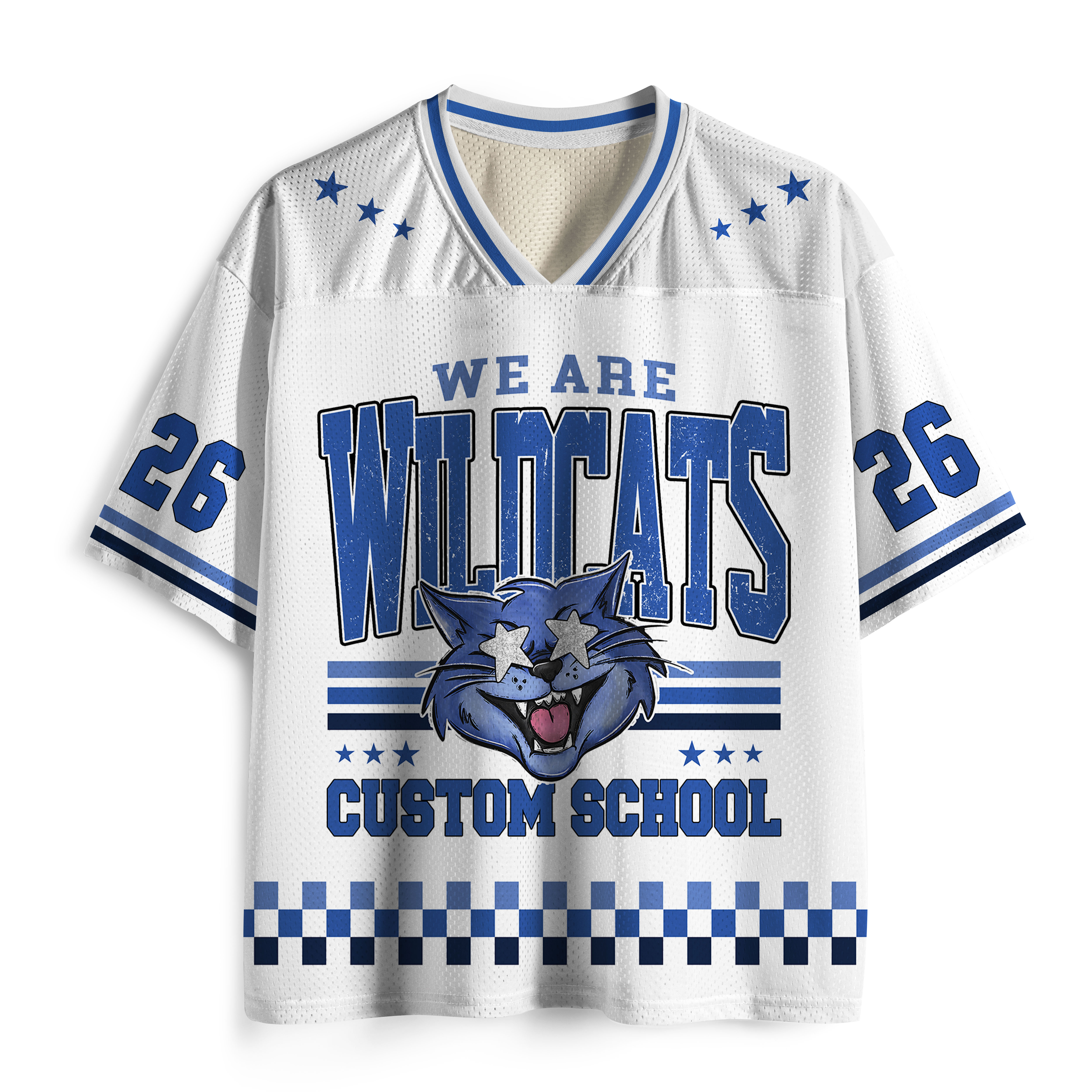 Personalized We Are Mascot School Spirit Checkered Teacher Mesh Jersey