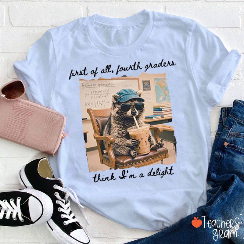 Personalized Grade Funny Coffee Raccoon Meme Teacher T-Shirt
