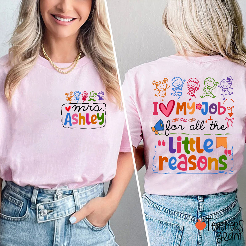 Personalized Name Colorful Quote Front And Back Print Teacher Two Sided T-Shirt