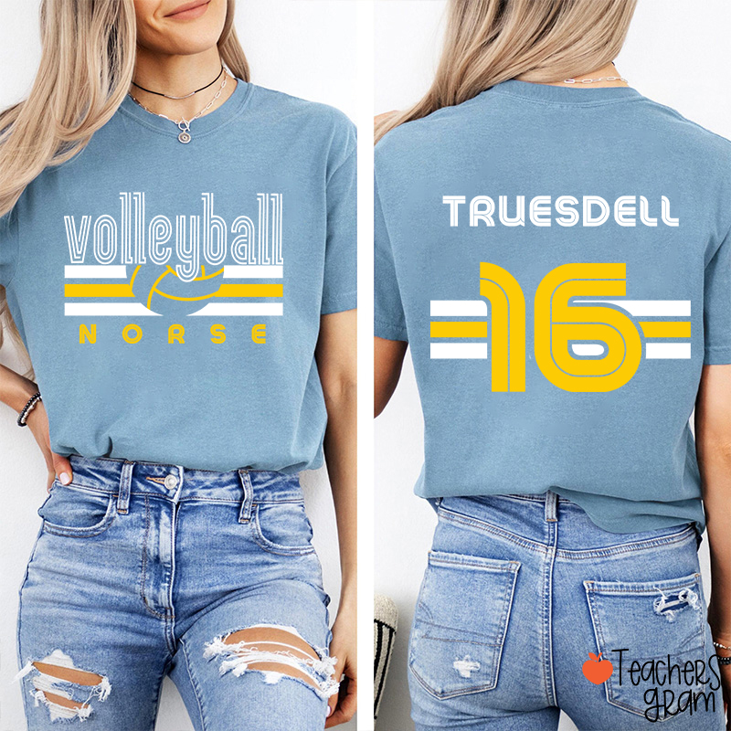 Personalized Mascot Name And Number Sport Teacher Two Sided T-Shirt