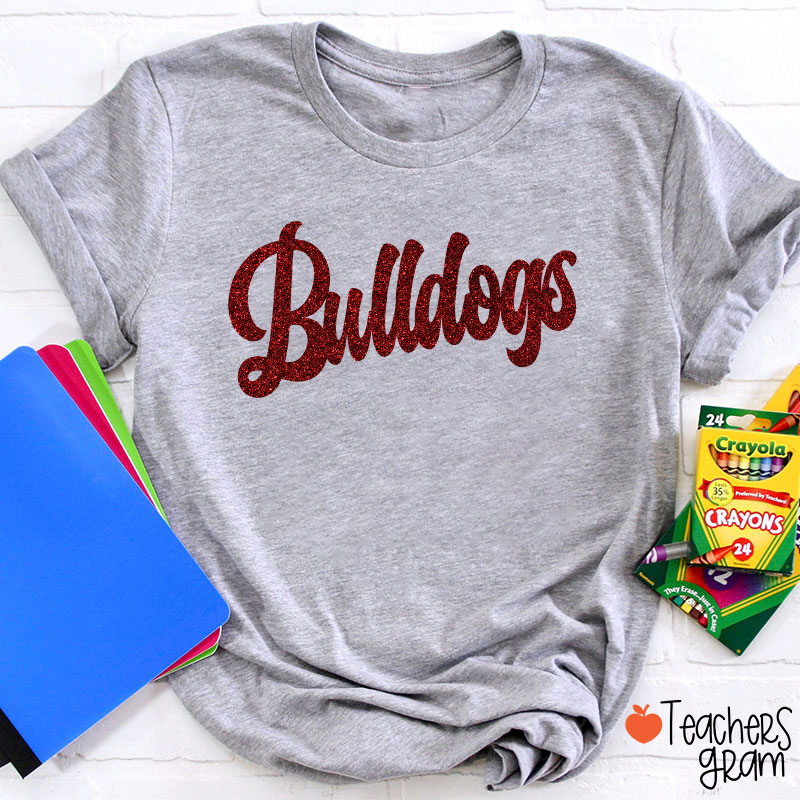Personalized Glitter Script Teacher T‑Shirt