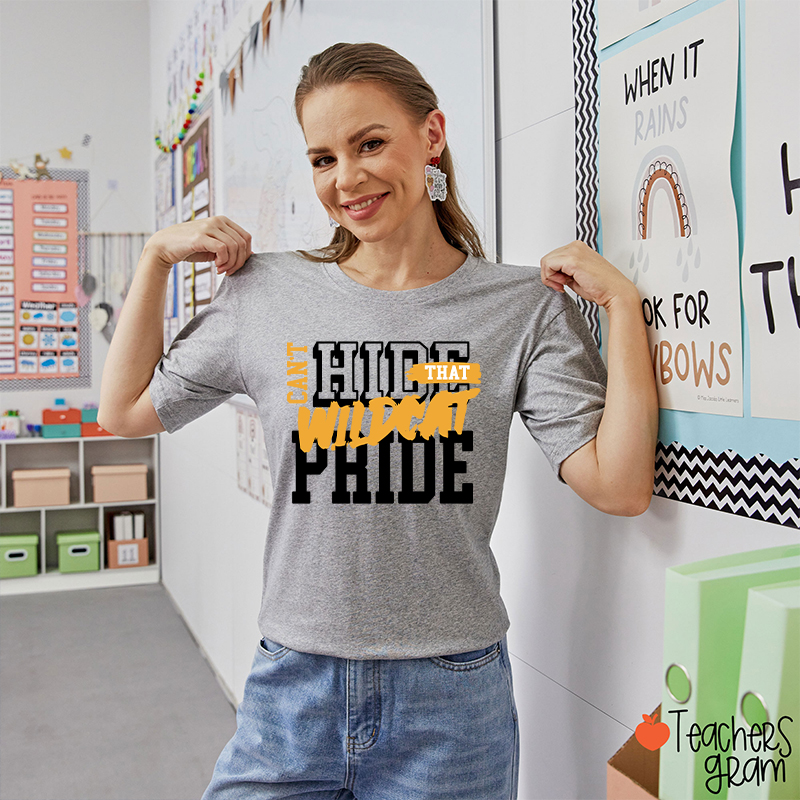 Personalized Can't Hide That Warrior Pride Bold Color Block Text Graphic Teacher T‑Shirt