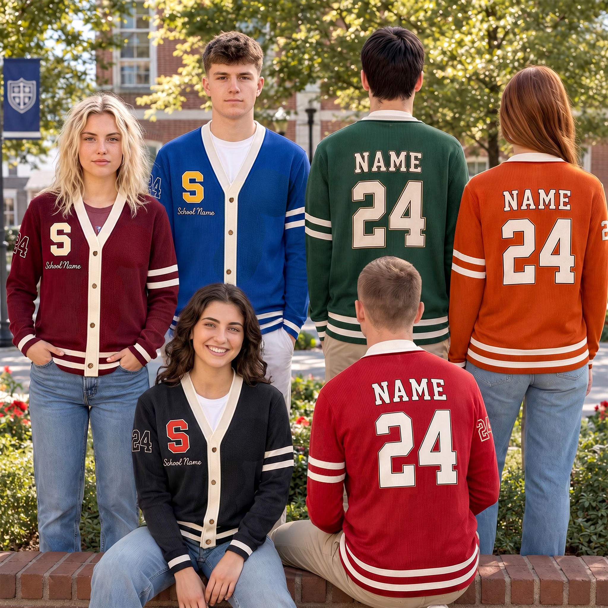 Personalized Name Number School Teacher Ugly Cardigan Sweaters