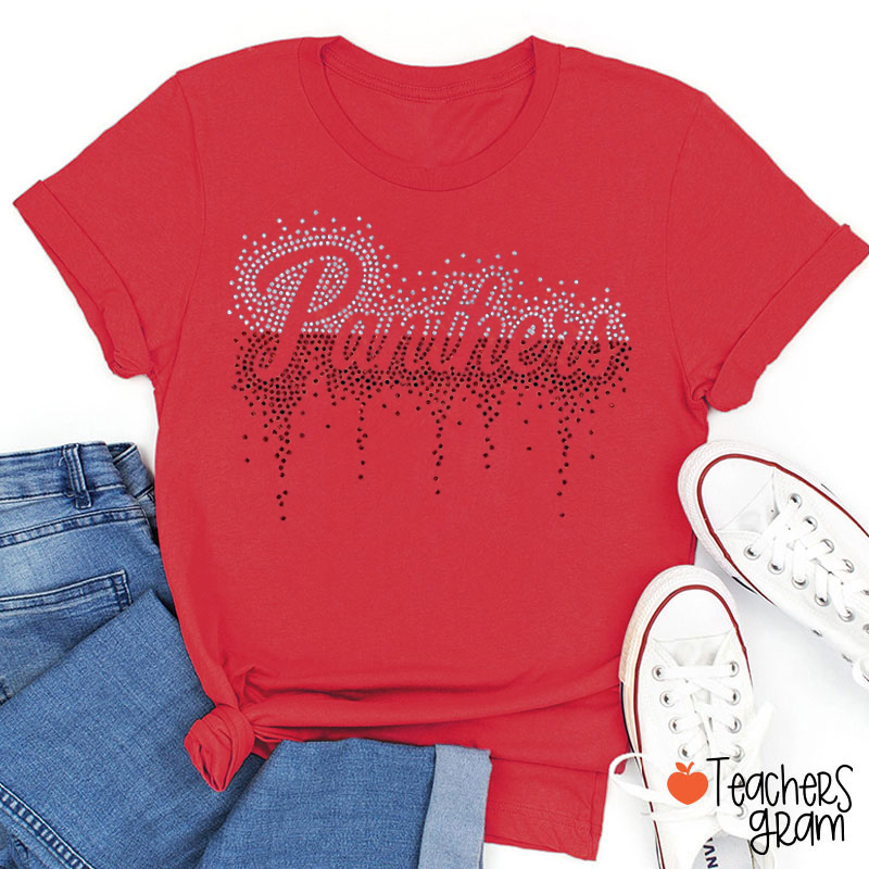 Personalized Name Gradient Faux Sparkling Drip Sparkle Bling Teacher T-Shirt