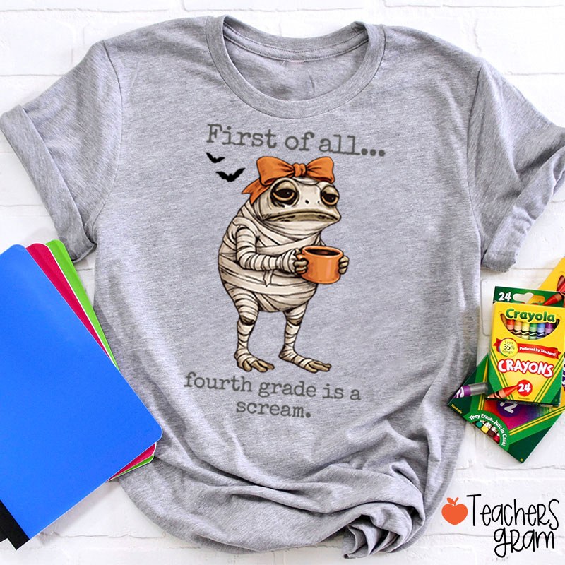 Personalized Grade Funny Frog Monster Character Bat Teacher T‑Shirt