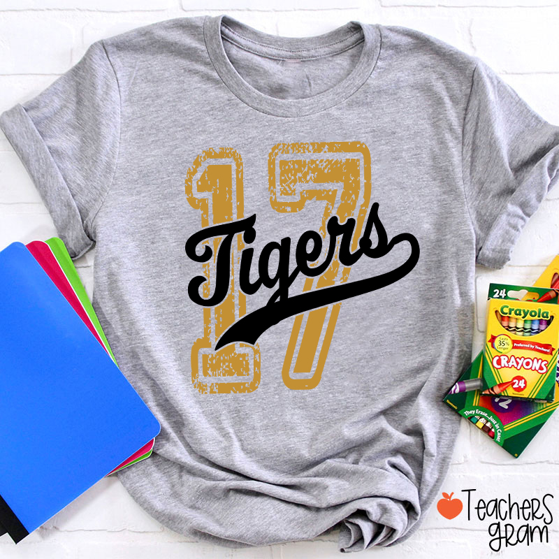 Personalized Mascot Vintage Number Graphic Sports Teacher T‑Shirt