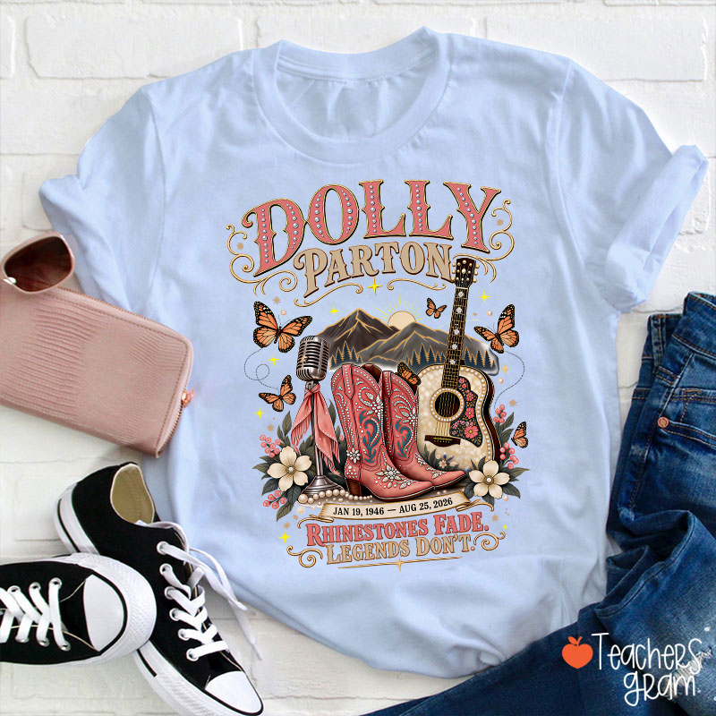 Dolly Parton Western Cowboy Boots Floral Teacher T‑Shirt