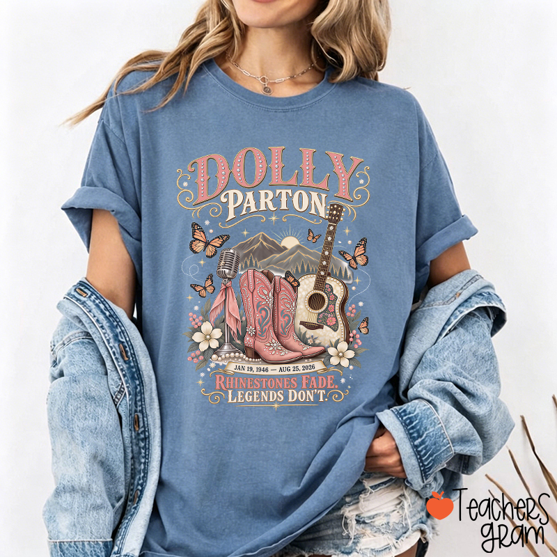 Dolly Parton Western Cowboy Boots Floral Teacher T‑Shirt