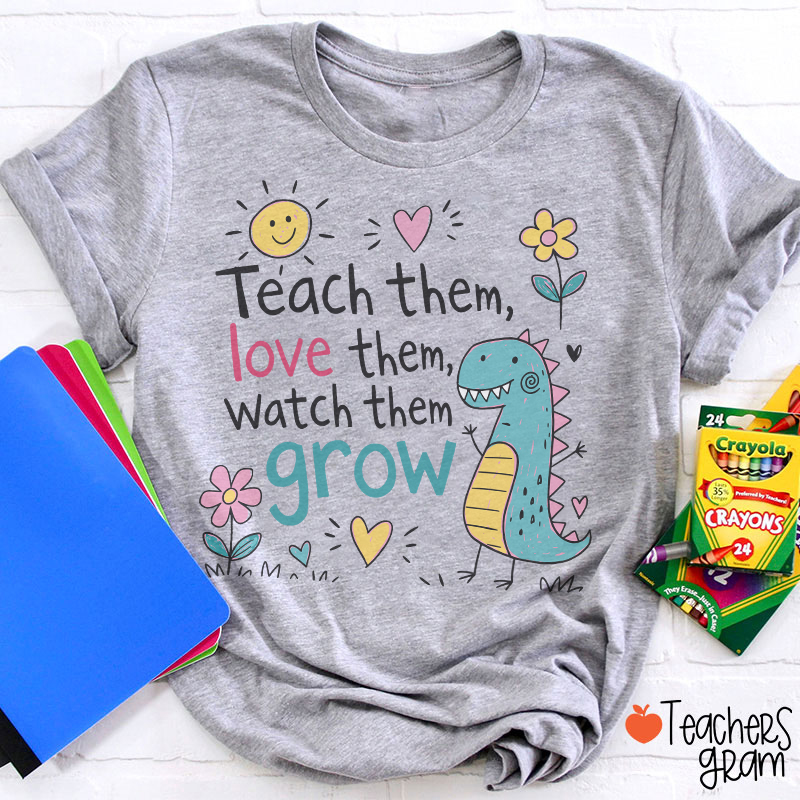 Cute Dinosaur Flower Quote Graphic Teacher T-Shirt