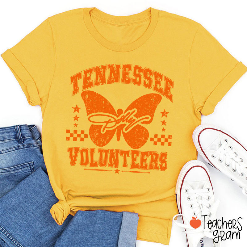 Tennessee Volunteers Dolly Distressed Butterfly Teacher T-Shirt
