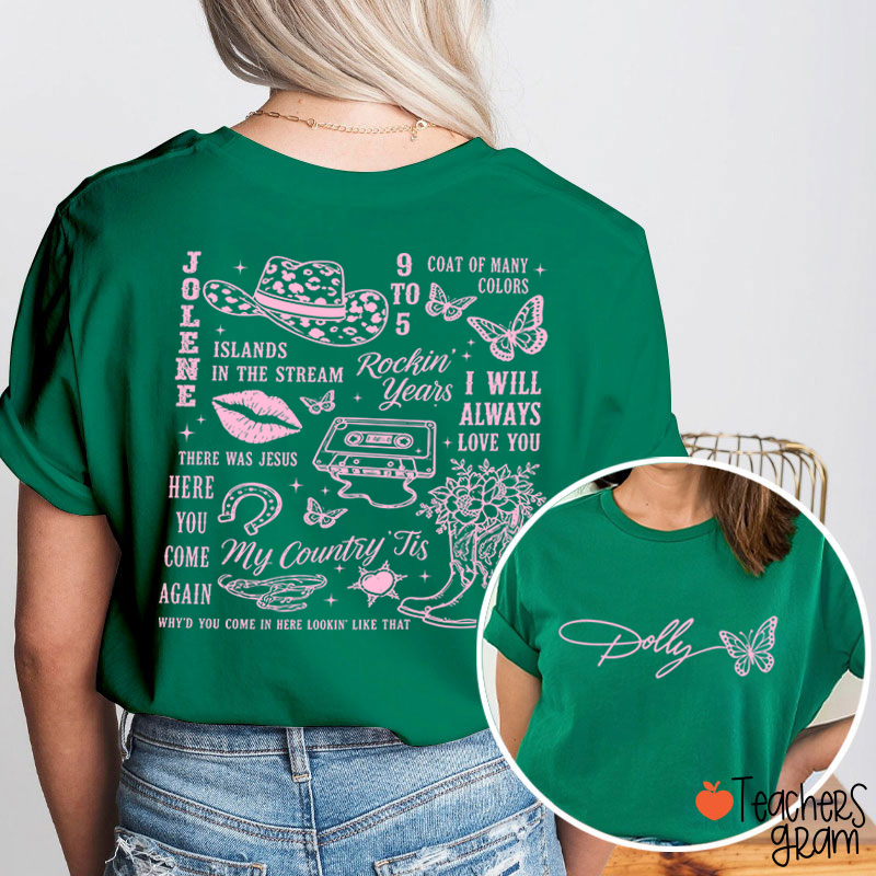 Butterfly Classic Song List Teacher Two Sided T‑Shirt