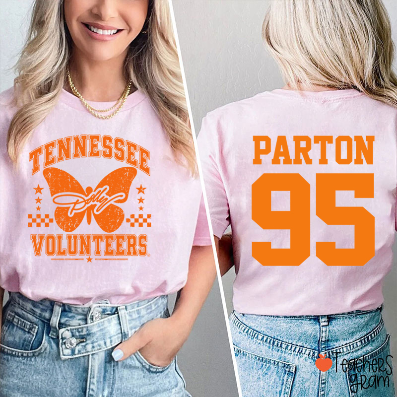  Volunteers Butterfly Vintage Graphic Teacher Two Sided T-Shirt