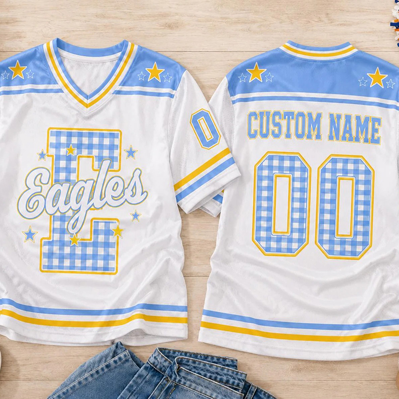 Personalized Mascot Gingham Letter Teacher Mesh Jersey