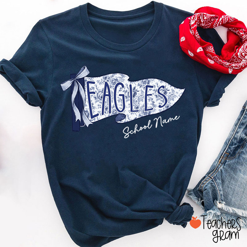 Personalized School Mascot Toile De Jouy Teacher T-Shirt