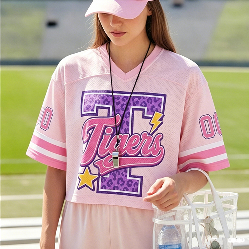Personalized Mascot Leopard Varsity Letter Teacher Crop Jersey