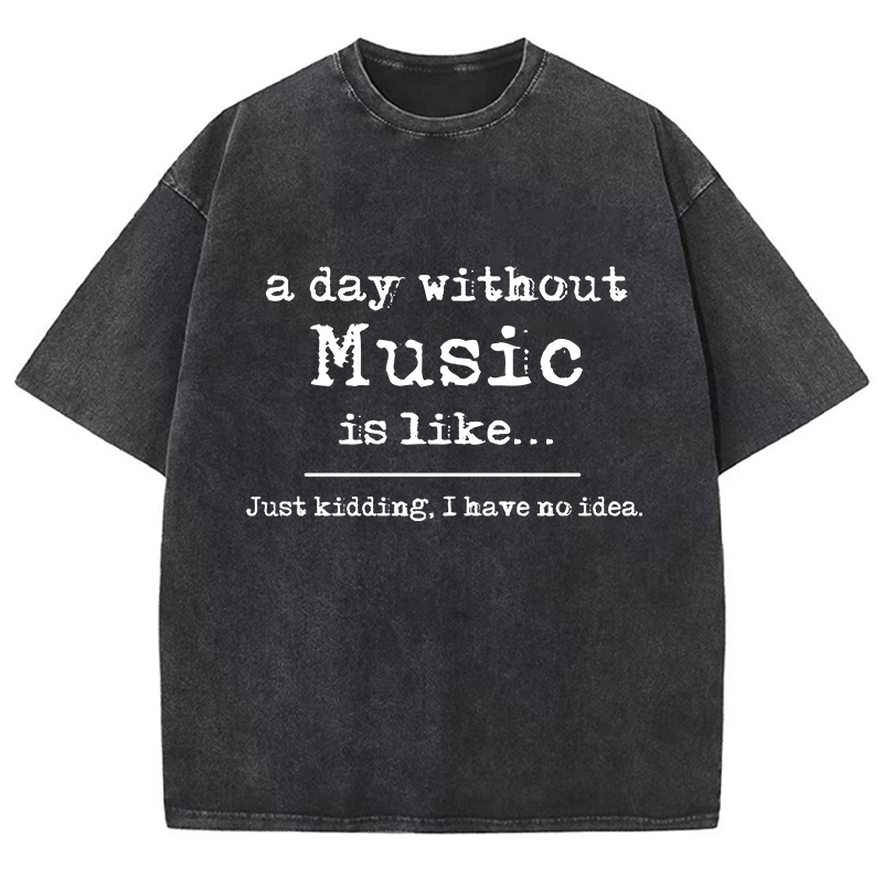 A Day Without Music Is Like Teacher Washed T-Shirt