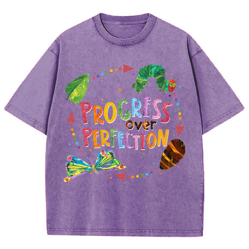 Progress Over Perfection Teacher Washed T-Shirt