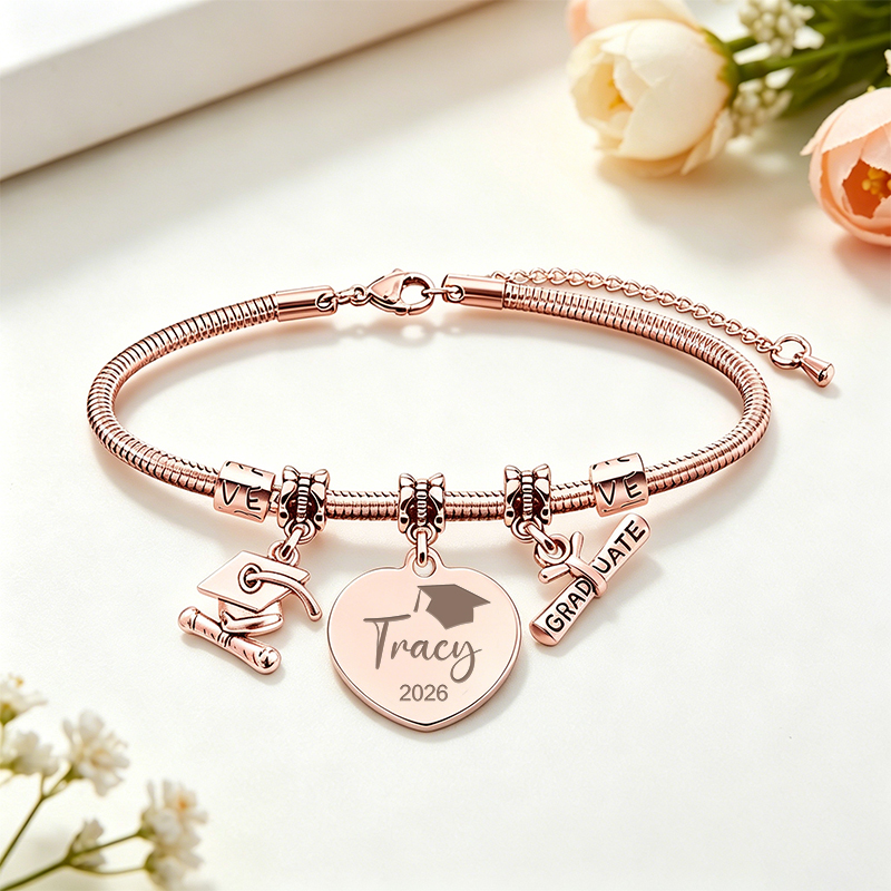Personalized Name Graduation Keepsake Teacher Metal Bracelet