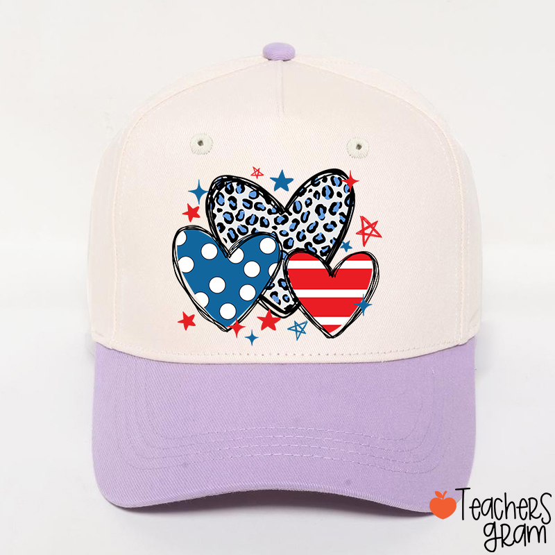 American Hearts Leopard Print Teacher Baseball Cap