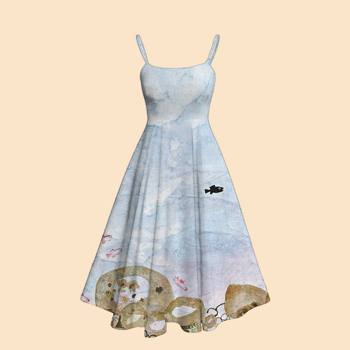 Swimmy The Little Black Fish Teacher Suspender Long Skirt Top Suit