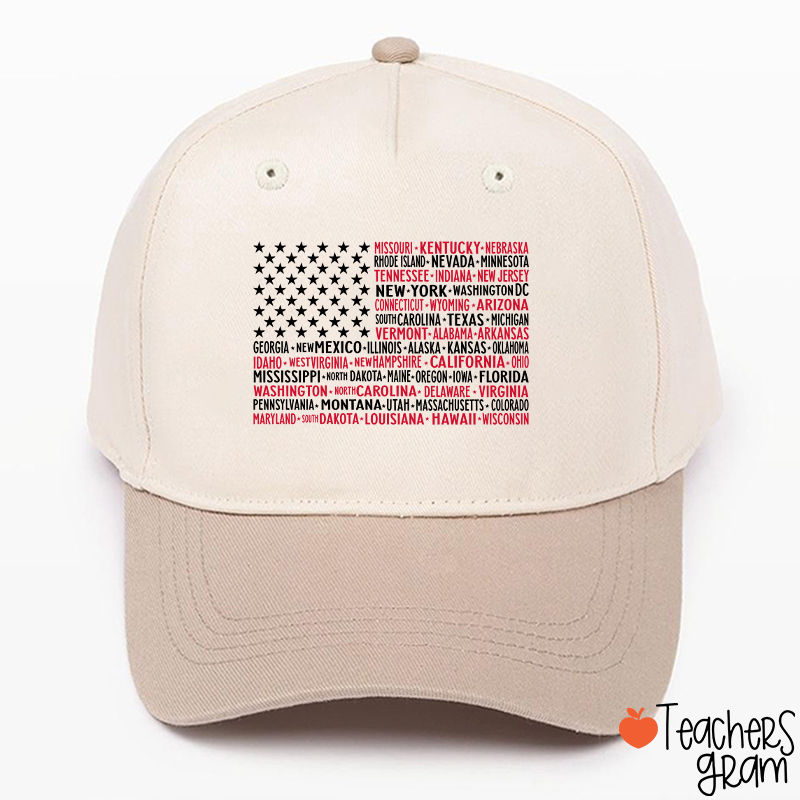 Vintage American Flag 4th Of July Teacher Baseball Cap