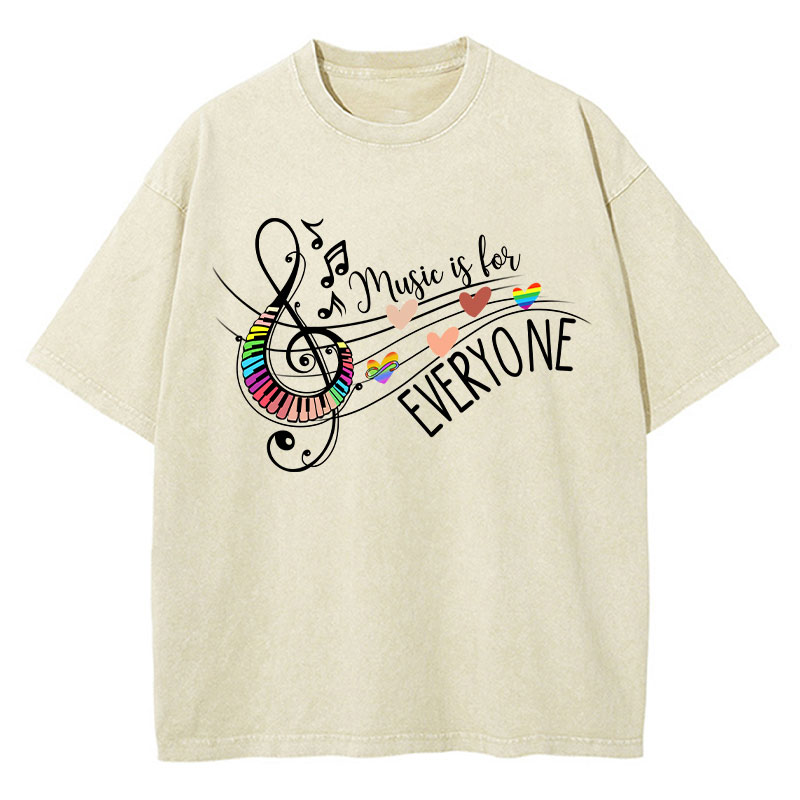 Music Is For Everyone Teacher Washed T-Shirt