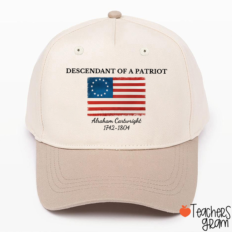 Descendant Of A Patriot Abraham Cartwright 1742-1804 Teacher Baseball Cap