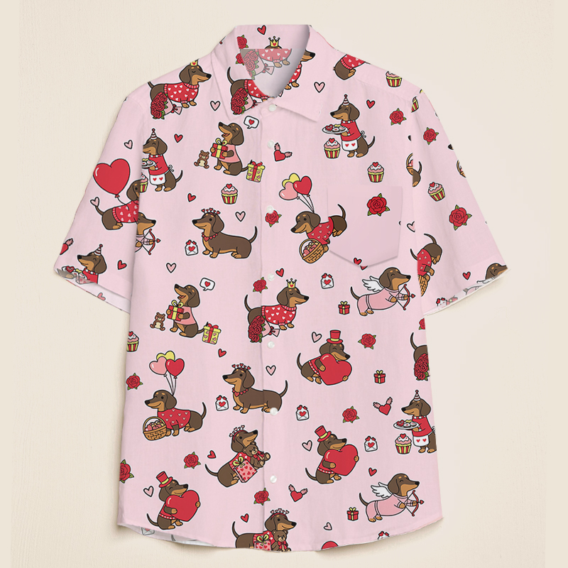 Dachshund Valentines Teacher Short Sleeve Shirt