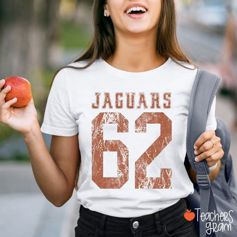 Personalized Mascot Number Vintage Distressed Sport Teacher T‑Shirt