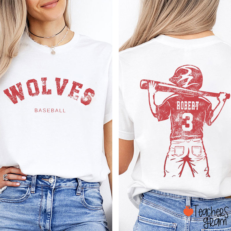 Personalized Baseball Mom Teacher Two Sided T-Shirt