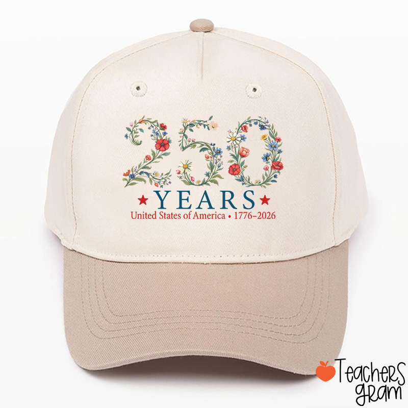 USA 250th Anniversary Floral Teacher Baseball Cap