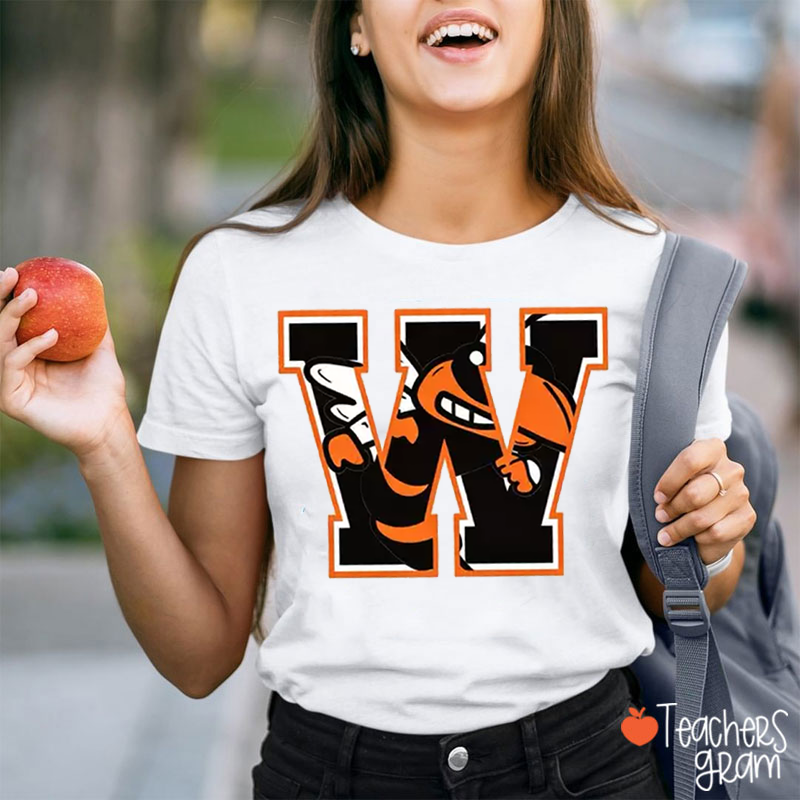 Personalized Team Initial Mascot Vintage School Spirit Graphic Teacher T-Shirt