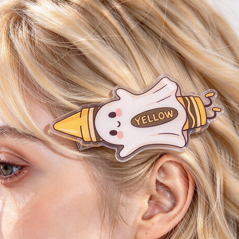 Halloween Ghost Crayon Character Teacher Acrylic Duckbill Hair Clips