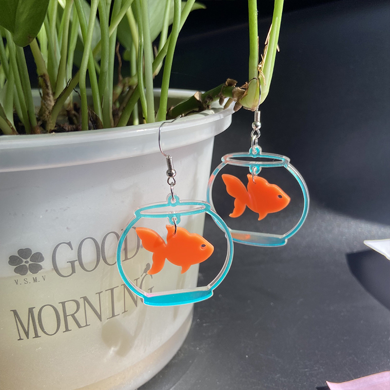 Goldfish Bowl Teacher Acrylic Earrings