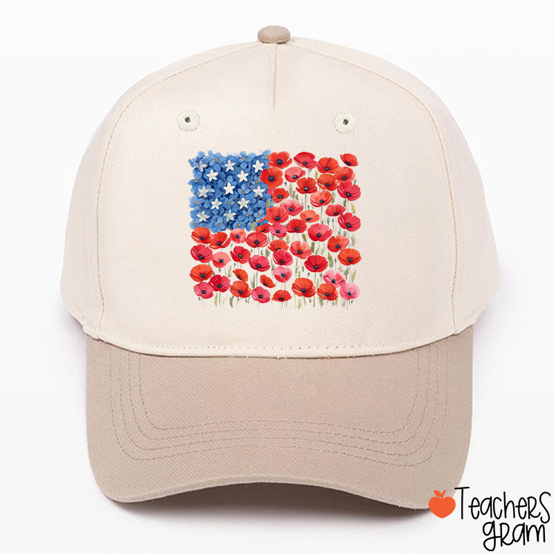 Floral USA Flag 250th Anniversary Teacher Baseball Cap