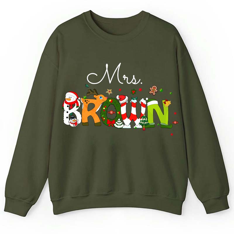 Personalized Christmas Style Teacher Sweatshirt