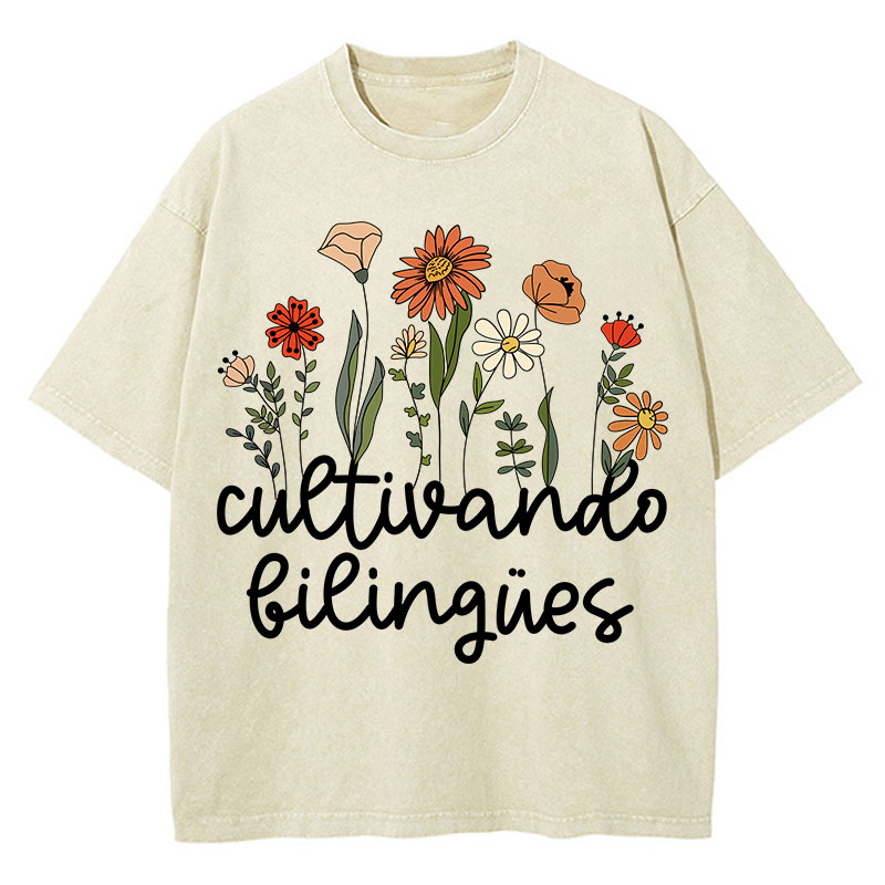 Cultivando Bilingues Spanish Teacher Washed T-Shirt