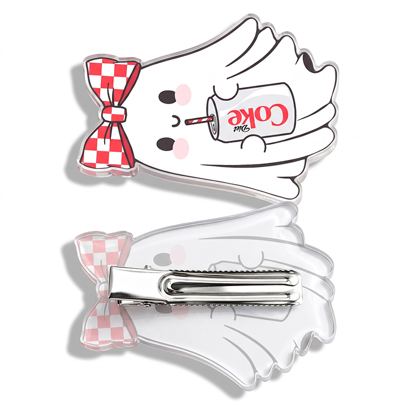 Cute Ghost With A Bow Drinking Soda Duckbill Hair Clips