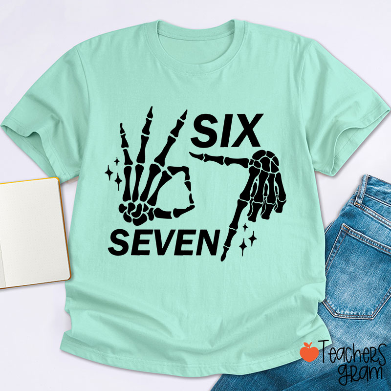67 Halloween Skeleton Hands Teacher T-Shirt
