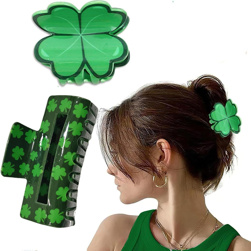 St. Patrick's Day Shamrock Hair Clips