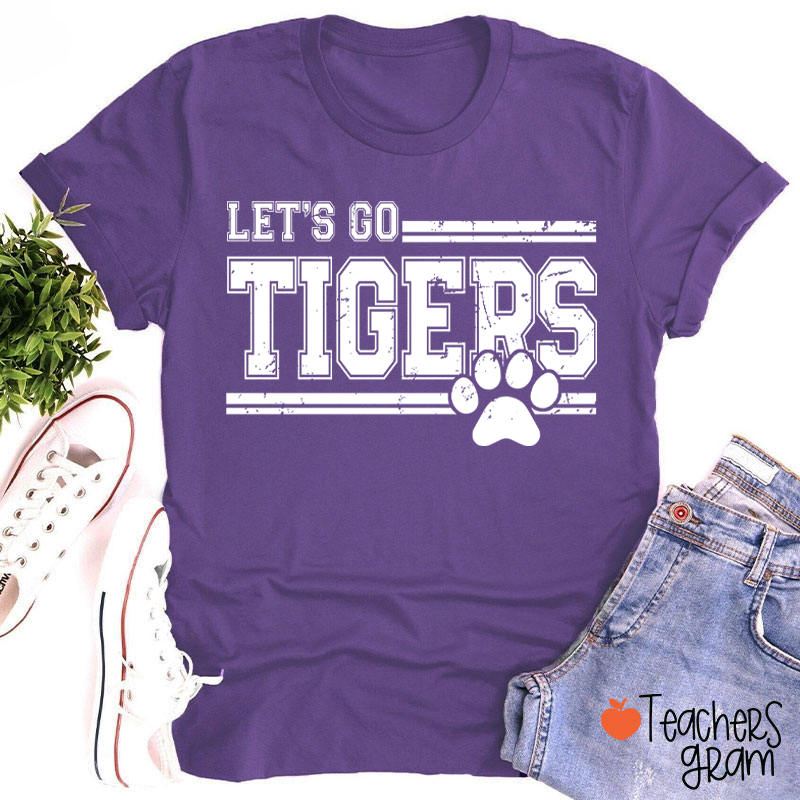 Personalized Mascot And Paw Let's Go Teacher T-Shirt