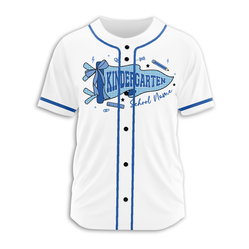 Personalized Greade And Name Coquette Bow Pennant Teacher Baseball Jersey