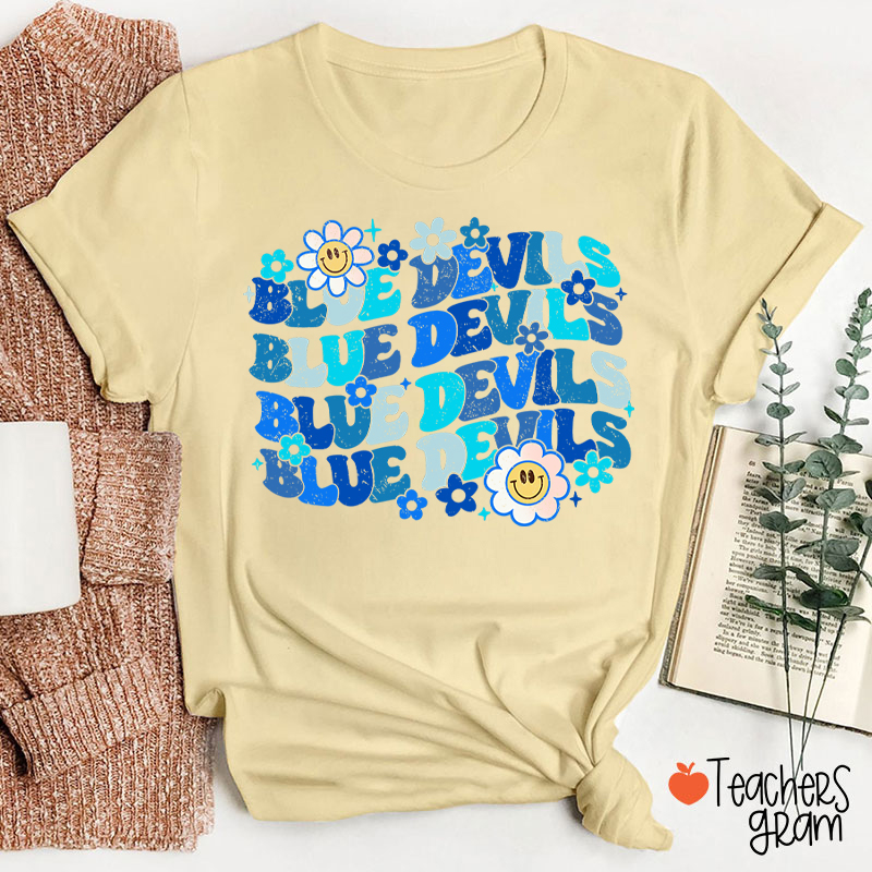 Personalized Mascot Game Day Flowers Teacher T-Shirt