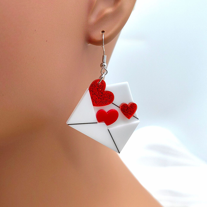 Heart Envelope Teacher Acrylic Earrings