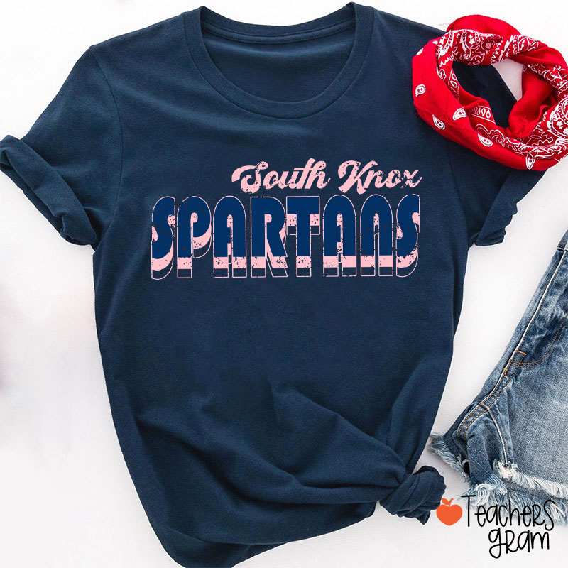 Personalized Mascot And School Name Distressed Retro Spirit Teacher T-Shirt