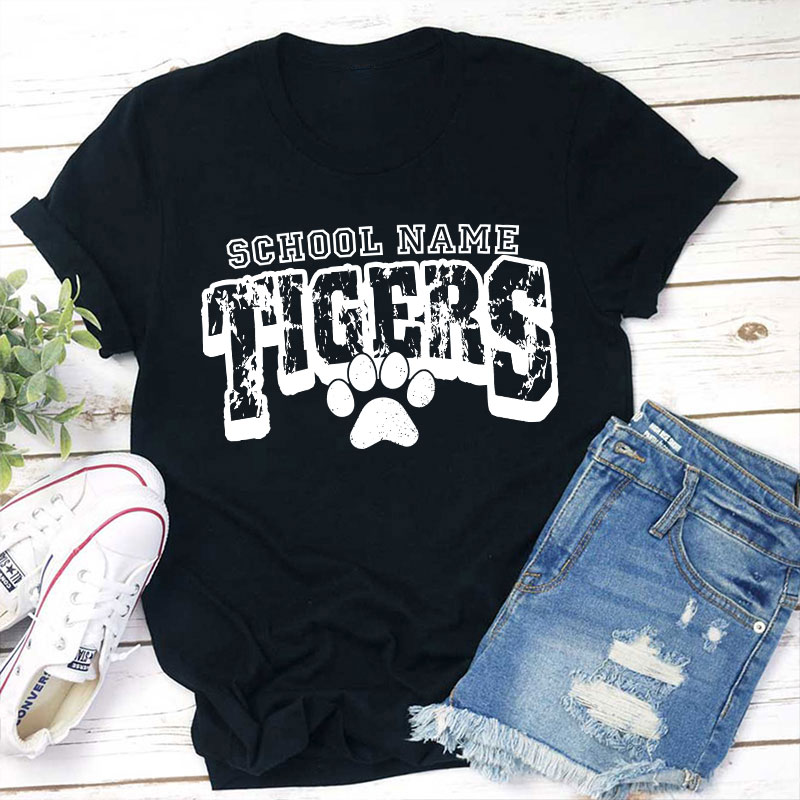Personalized School Name Mascot And Paw Teacher T-Shirt