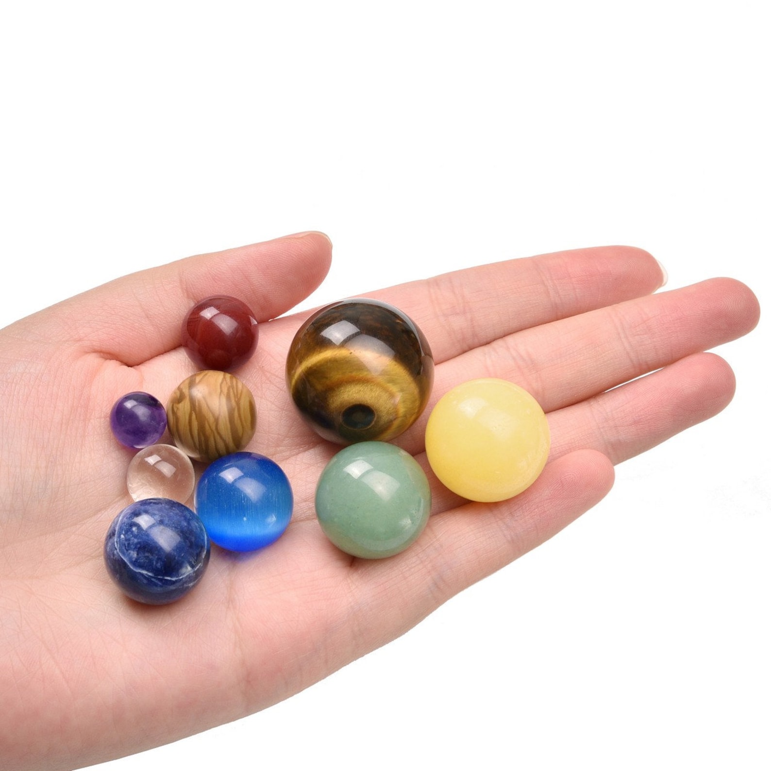 Personalized Solar System Gemstone Beads Planet Beads Set