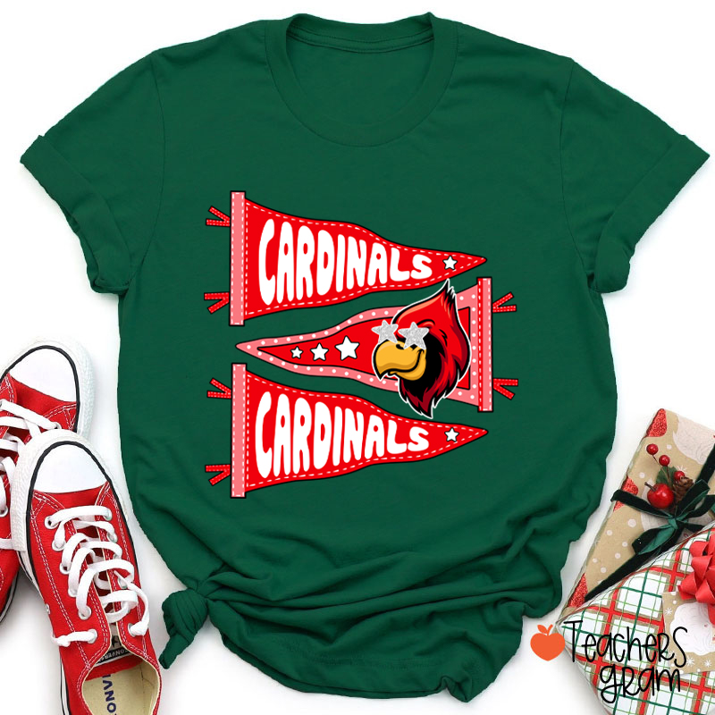 Personalized Starry Eyes Mascot Pennant Game Day Teacher T-Shirt