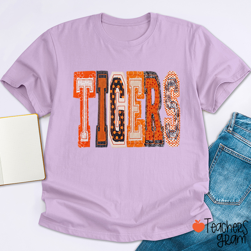 Personalized Mascot Mixed Print Letter Teacher T-Shirt